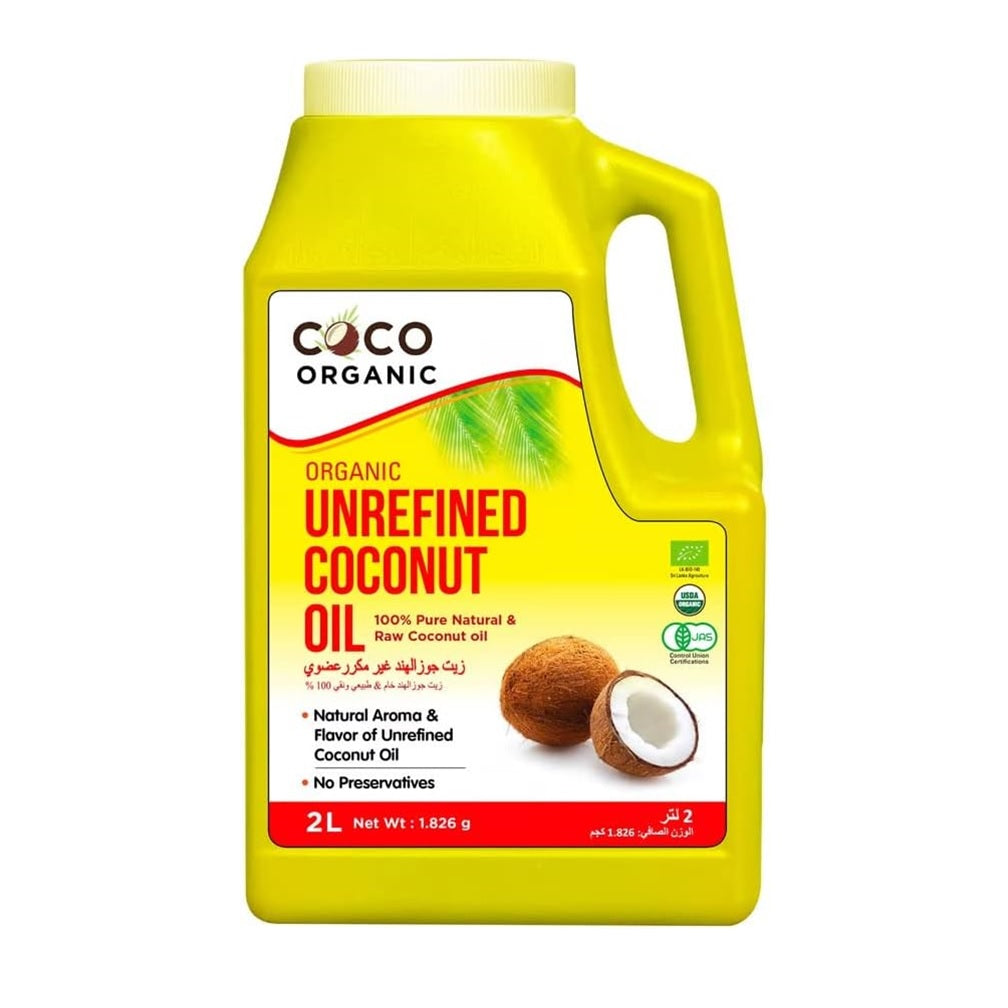 Coco Organic Coconut Oil - Unrefined 100% Pure Natural & Raw - 2 Litres