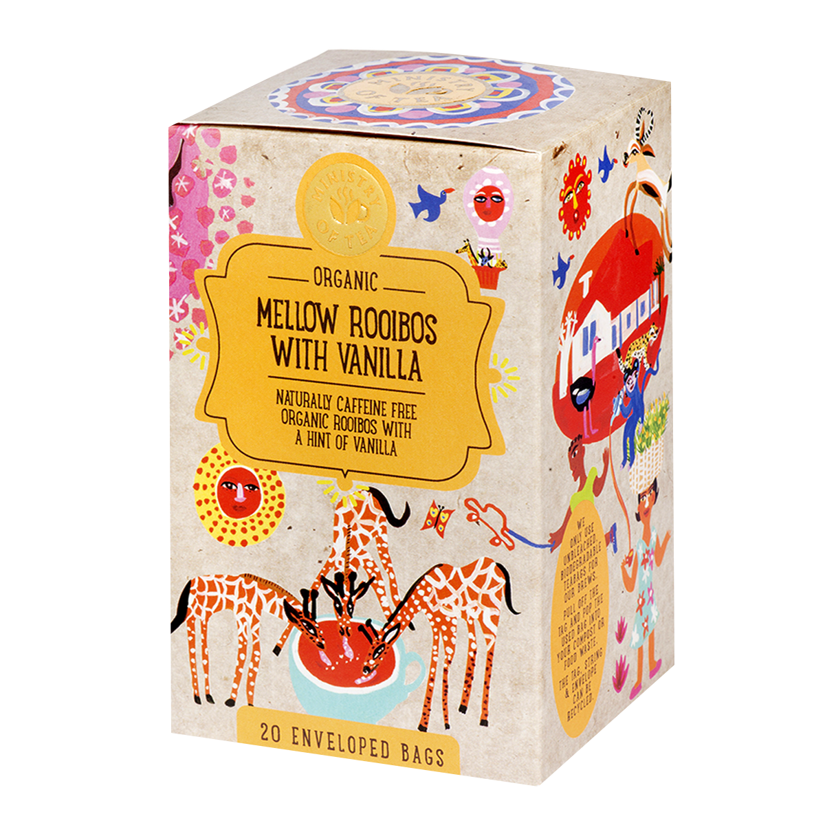Ministry of Tea Organic Mellow Rooibos with Vanilla Tea, 20 Tea Bags