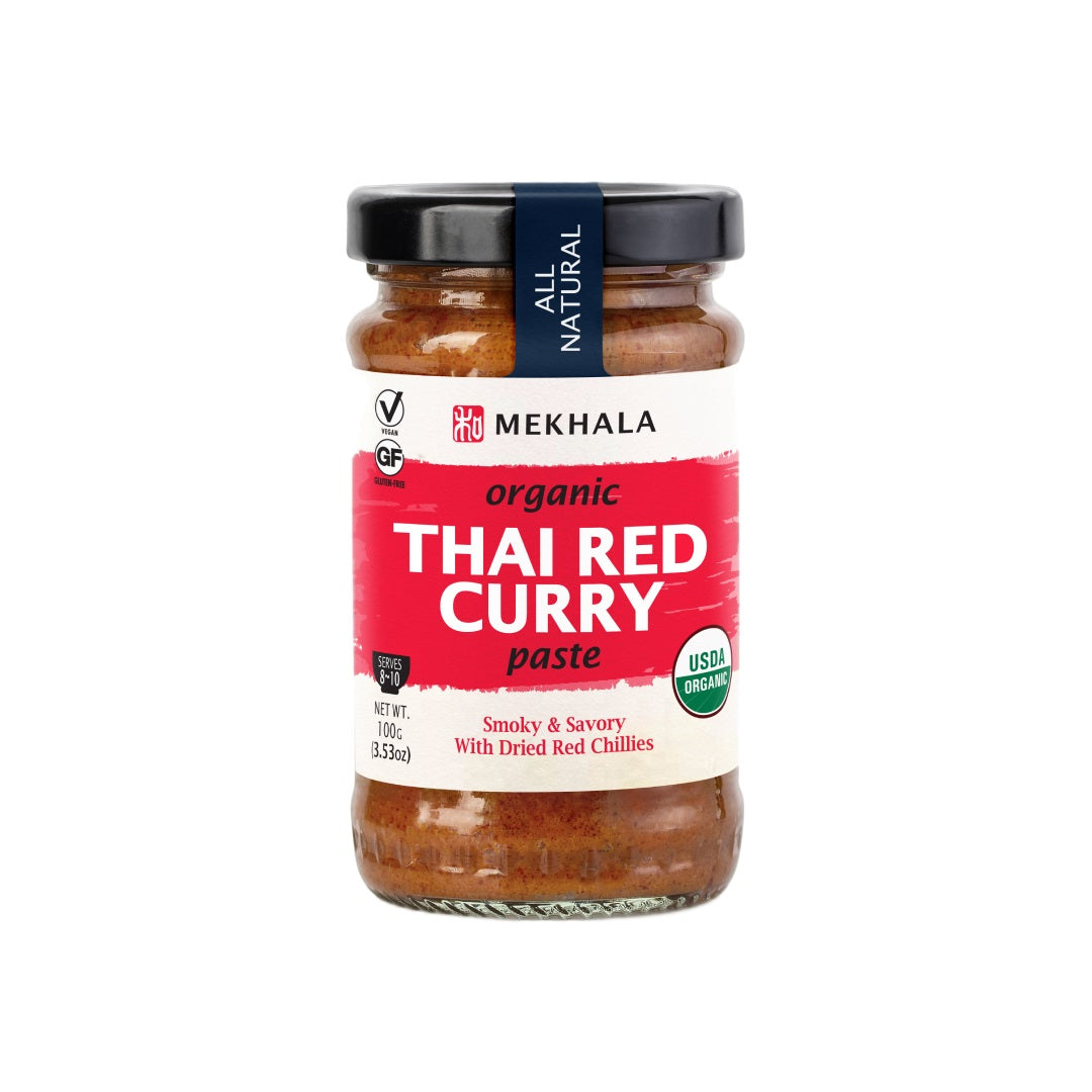 Mekhala Organic Thai Red Curry Paste - Curry Paste with Dried Red Chillies - Vegan & Gluten-Free - 100g