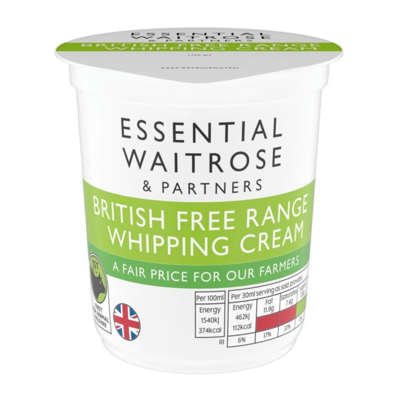 Waitrose British Free Range Whipping Cream, 300ml