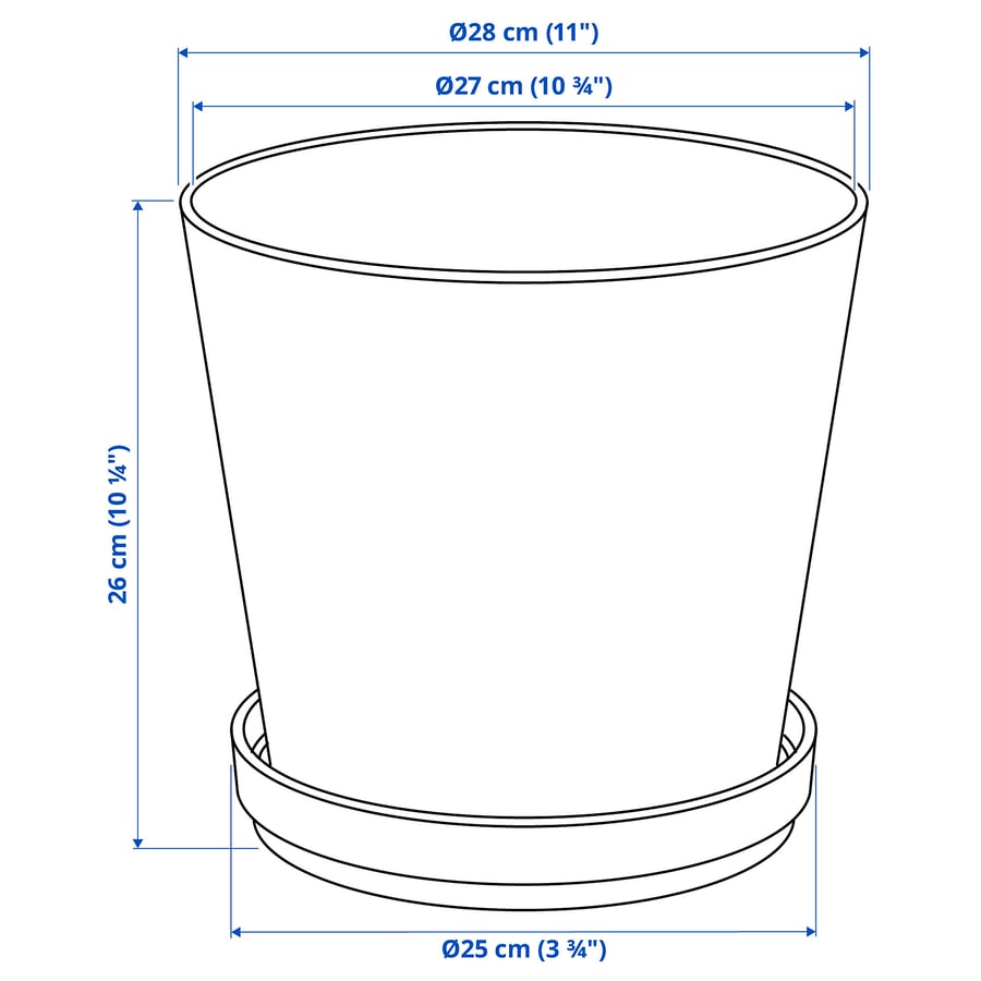 Klotlonn Plant Pot with Saucer, In / Outdoor, 24 cm