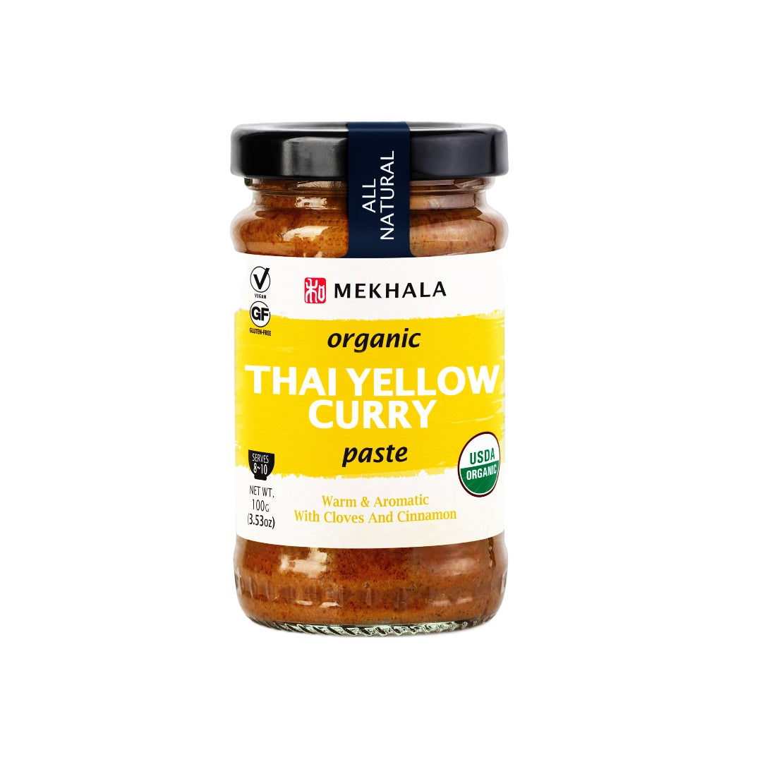 Mekhala Organic Thai Yellow Curry Paste - Curry Paste with Cloves & Cinnamon - Vegan & Gluten-Free - 100g