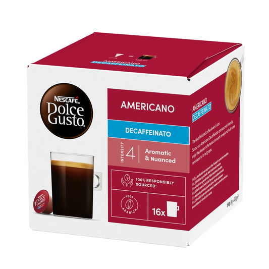 Dolce Gusto Americano Decaf Coffee, Aromatic & Nuanced, 16 Capsules
