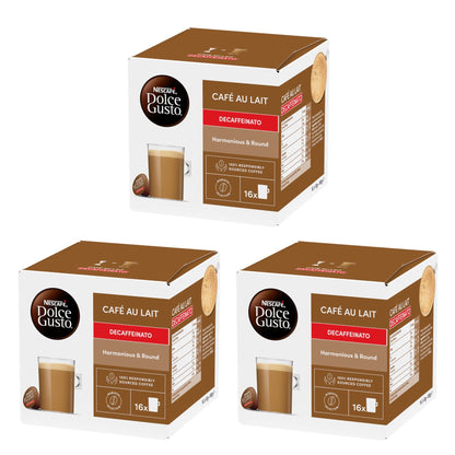 Dolce Gusto Café au Lait Decaf Coffee, Harmonious & Round, 16 Capsules