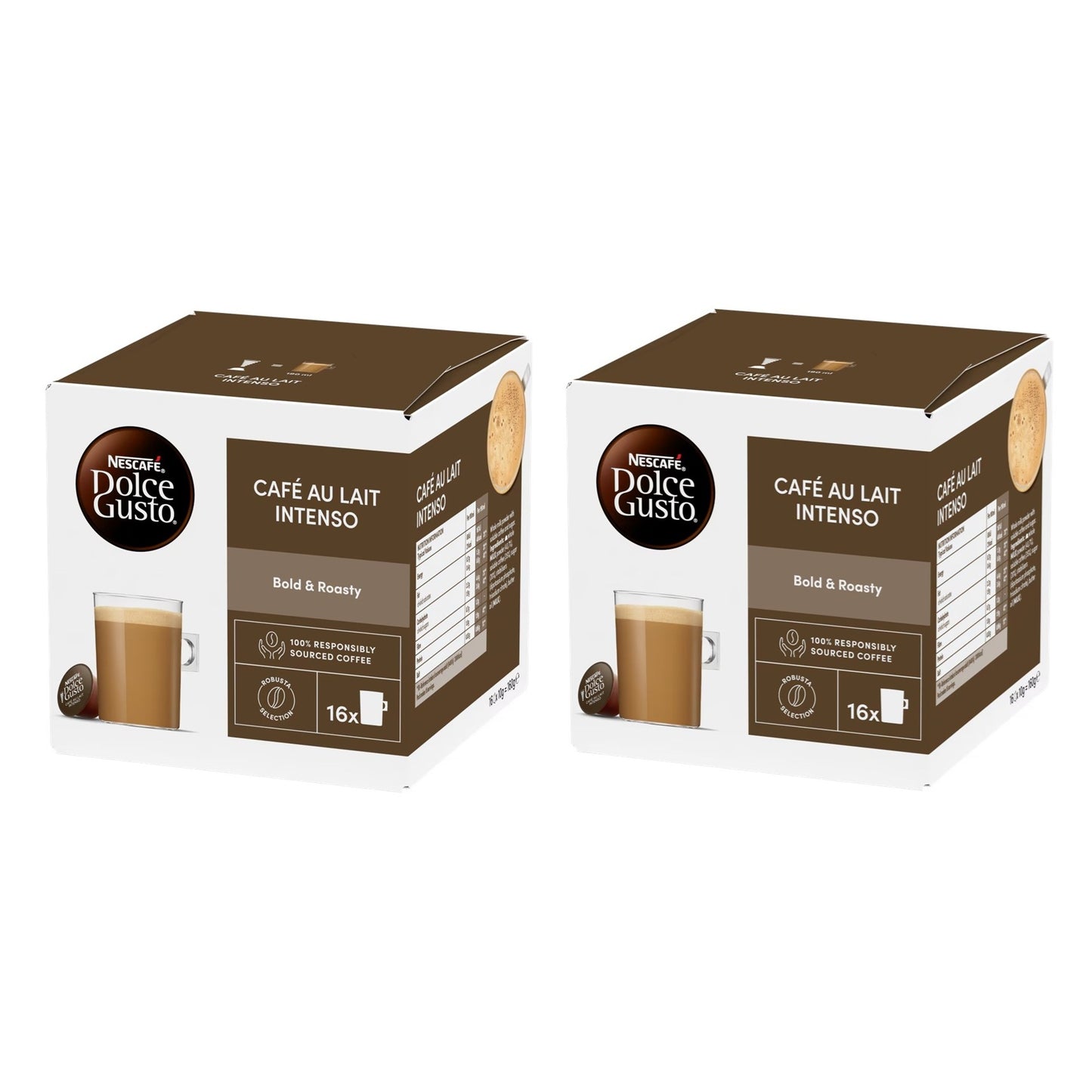 Dolce Gusto Café au Lait Intenso Coffee, Bold and Roasty, 16 Capsules