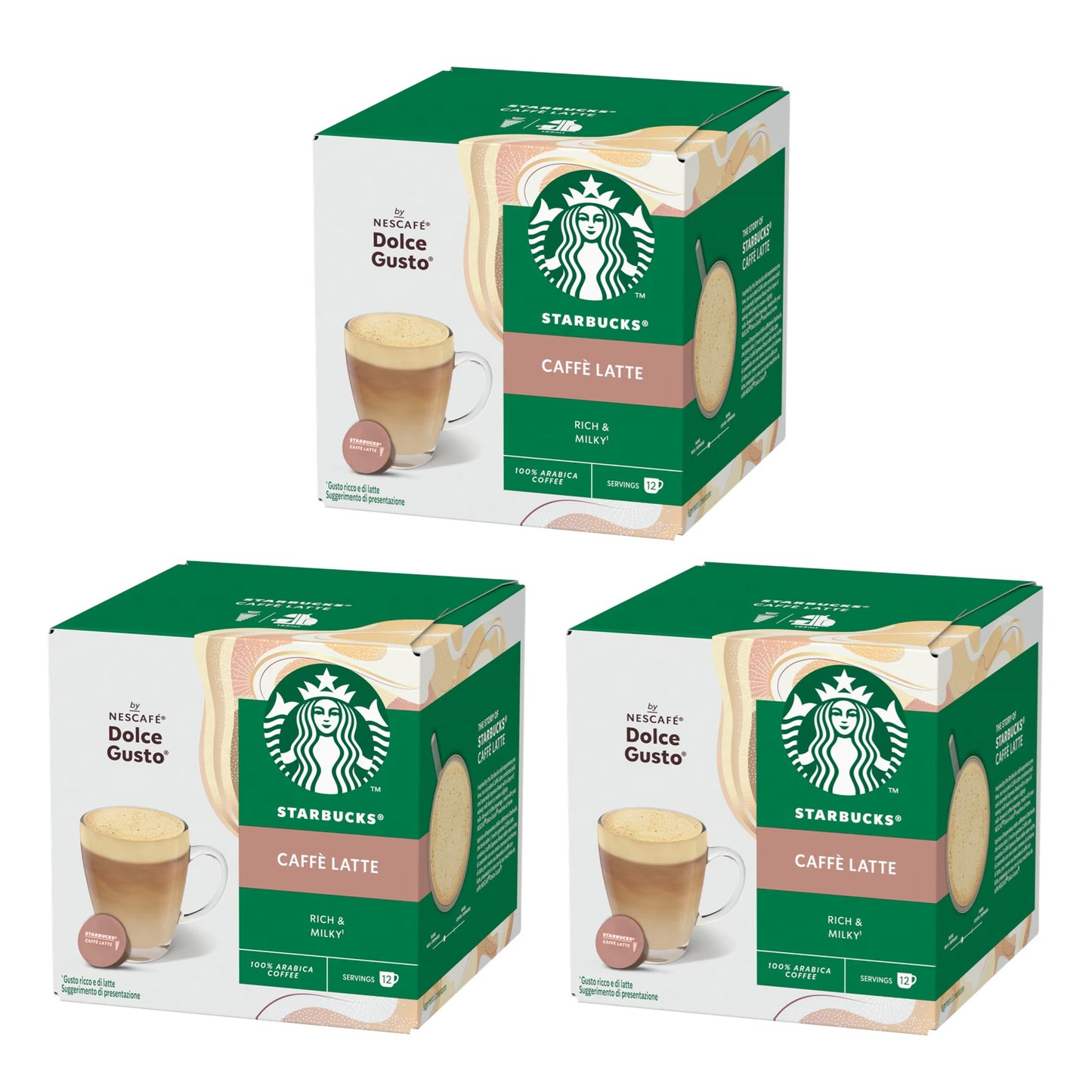 Starbucks Caffè Latte Coffee, Rich and Milky, 12 Capsules