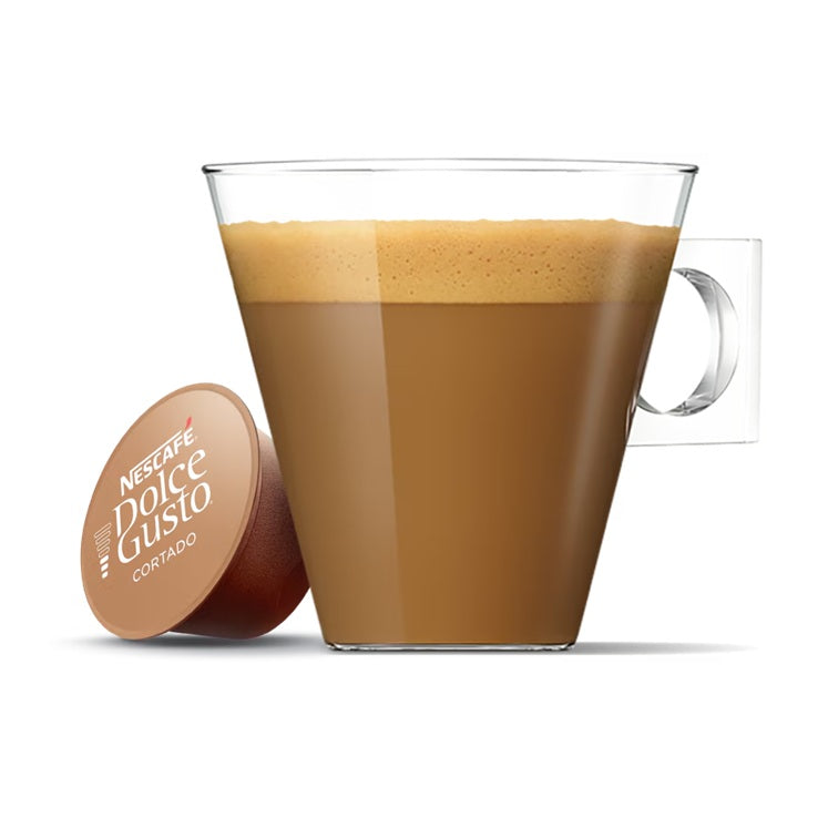 Dolce Gusto Cortado Espresso Macchiato Coffee, Powerful and Roasty, 16 Capsules