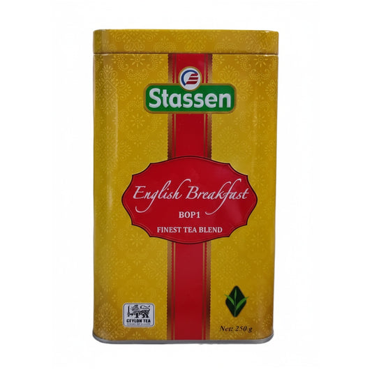 Stassen English Breakfast Tea Tin with Spoon | Finest Tea Blend | BOP1 | 250g