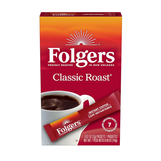 Folgers Classic Roast Instant Coffee, 7 Sachets