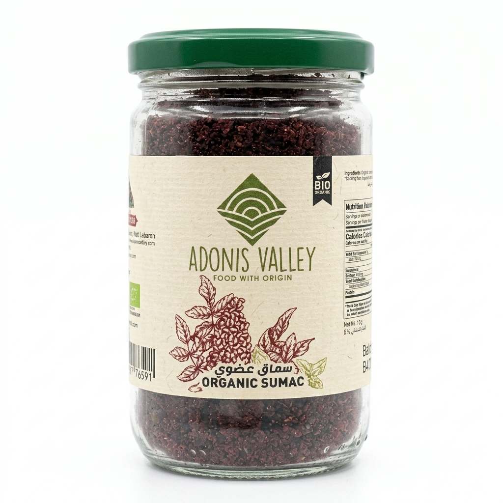 Adonis Valley Organic Sumac - Premium Middle Eastern Spice - 140g