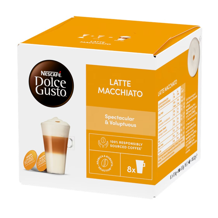 Dolce Gusto Latte Macchiato Coffee, Spectacular and Voluptuous, 16 Capsules