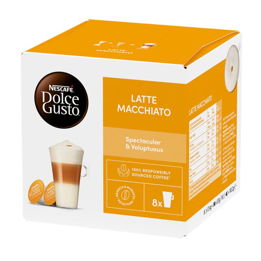 Dolce Gusto Latte Macchiato Coffee, Spectacular and Voluptuous, 16 Capsules