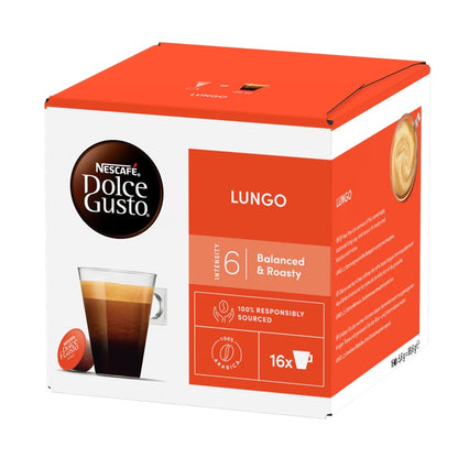 Dolce Gusto Lungo Coffee, Balanced and Roasty, 16 Capsules