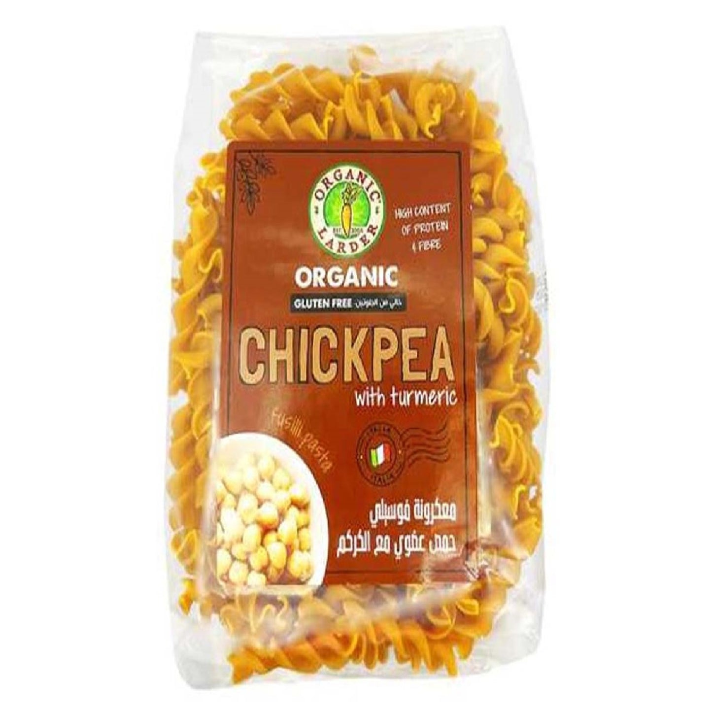 Organic Larder Chickpea with Turmeric Fusilli Pasta, 300g