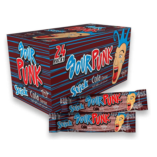 Sour Punk Cola Flavor Sweet and Sour Chewy Cola  Candy Sticks, 24 Pcs