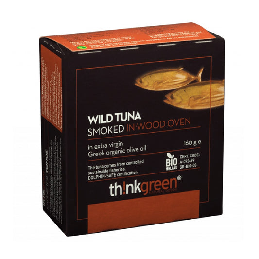 Thinkgreen Smoked Wild Tuna in Organic Olive Oil, 160g