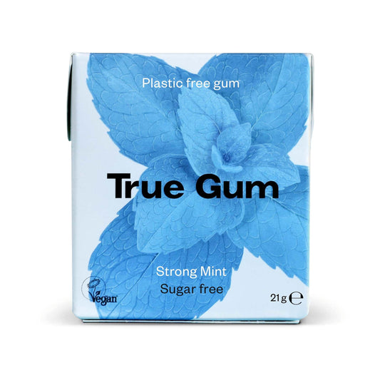 True Gum Strong Mint Flavor, Sugar Free, Plastic Free, 21g