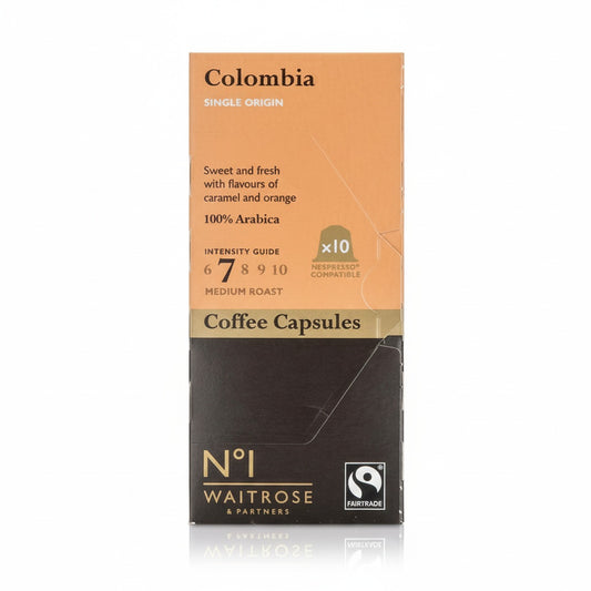 Waitrose Colombian Coffee Capsules Compatible with Nespresso, 10 Capsules