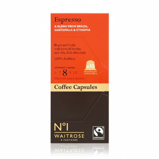 Waitrose Espresso Coffee Capsules Compatible with Nespresso, 10 Capsules