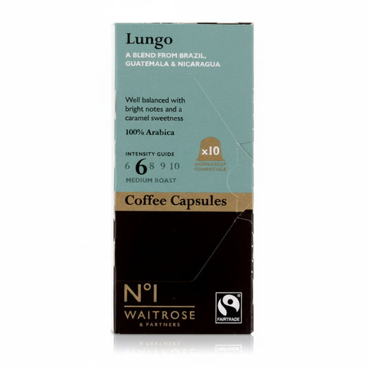 Waitrose Lungo Coffee Capsules Compatible with Nespresso, 10 Capsules