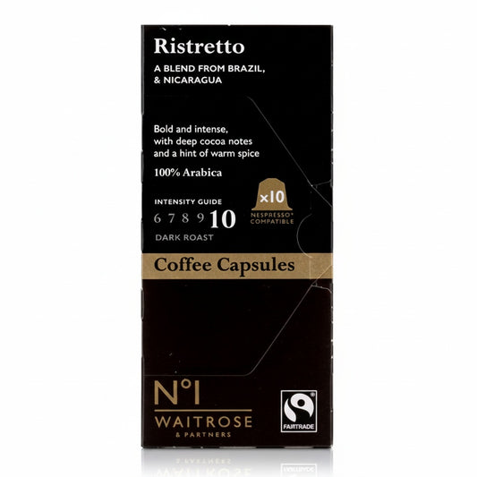 Waitrose Ristretto Coffee Capsules Compatible with Nespresso, 10 Capsules