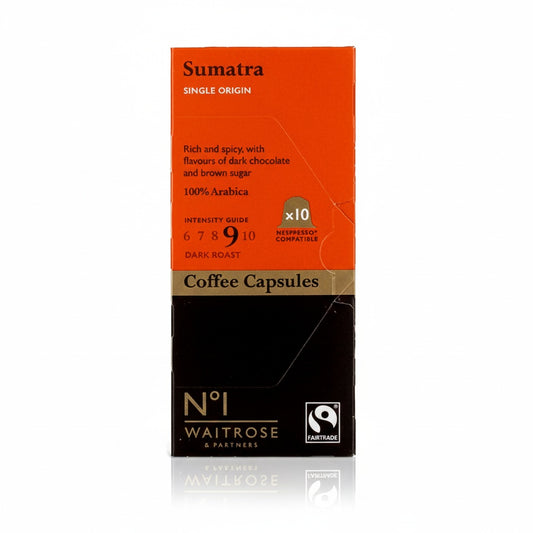 Waitrose Sumatra Coffee Capsules Compatible with Nespresso, 10 Capsules