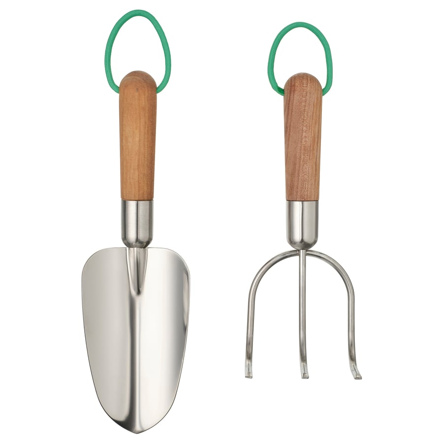 Larkar 2-Piece Gardening Set, Birch/Stainless Steel